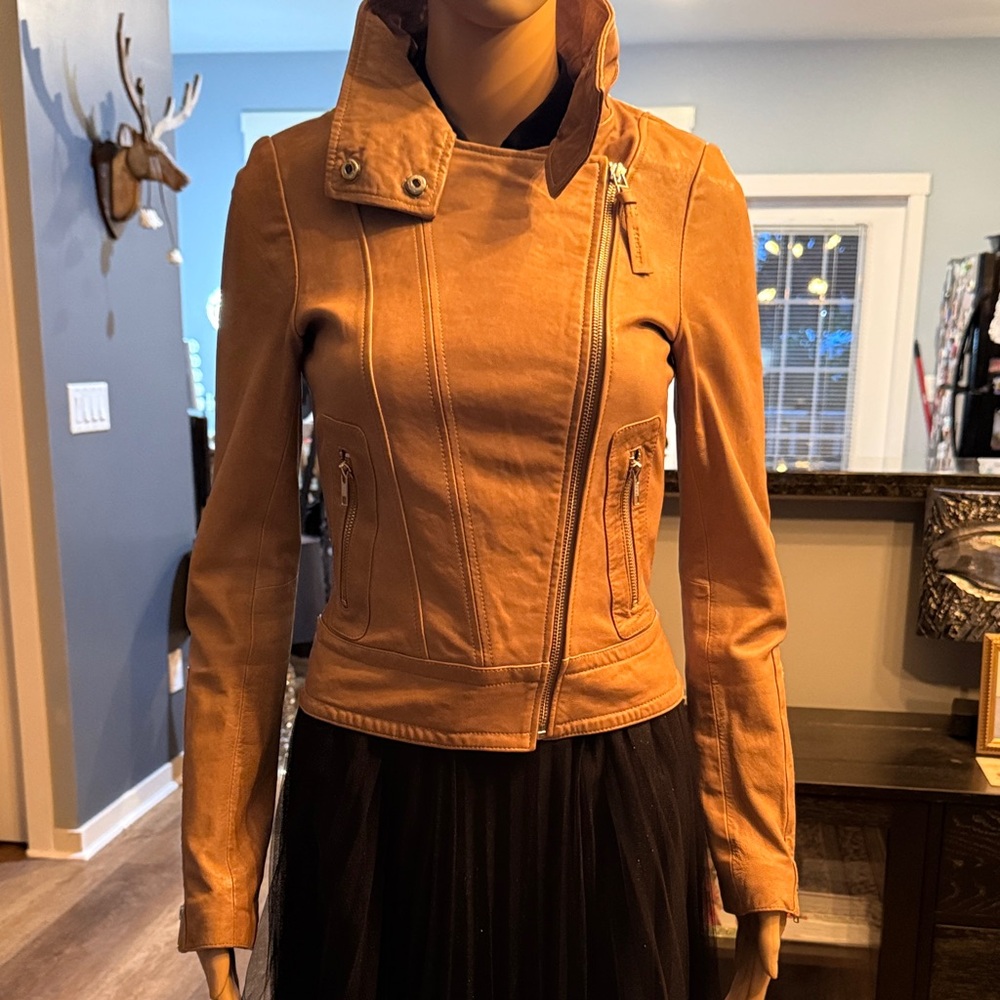 Mackage Tan Leather Women's Jacket (XXS)